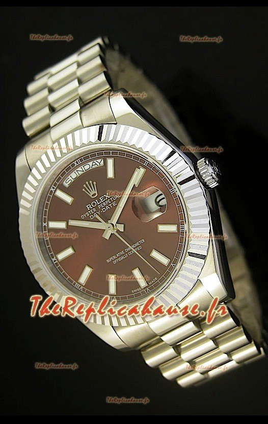 Réplique de montre suisse Rolex Day Date II 41MM - Cadran brun - Réplique de montre miroir 1:1 