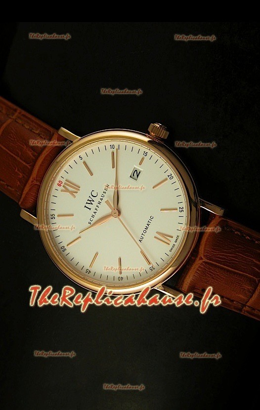 Réplique de montre automatique japonaise de la plus haute qualité en or rose IWC Portofino