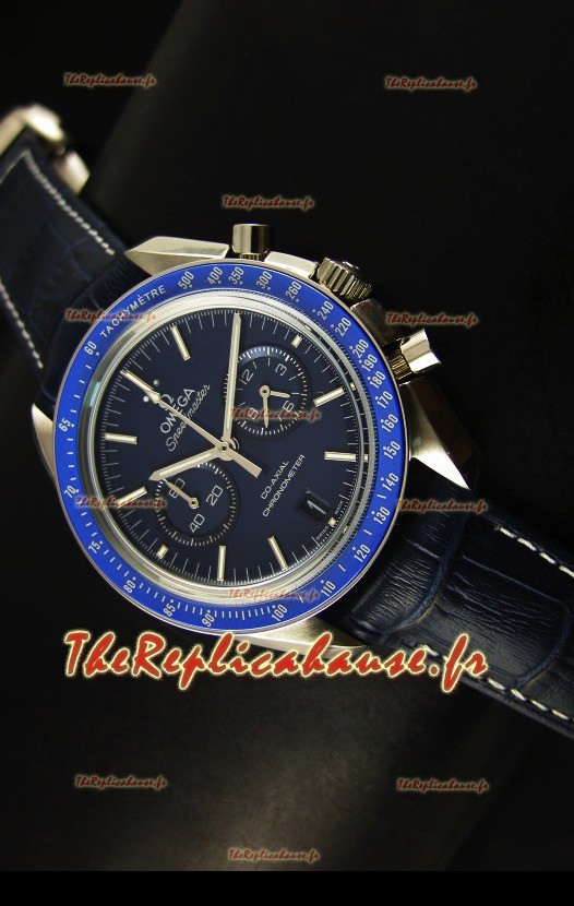 Réplique de montre coaxiale japonaise Omega Speedmaster Moon avec cadran bleu foncé