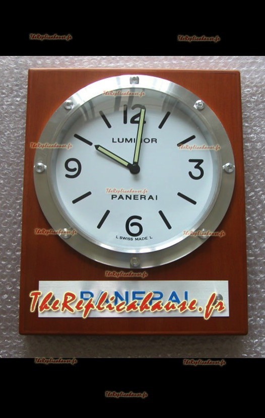 Horloge murale en tek Panerai PAM255 avec cadran noir - Réplique miroir 1:1
