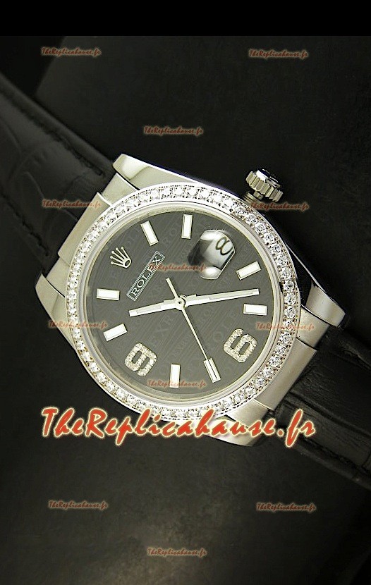 Rolex Imitation Datejust Montre Suisse Reproduction - 37MM - Cadran/Bracelet Noir