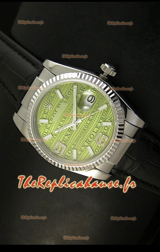 Rolex Imitation Datejust Montre Suisse Reproduction - 37MM - Cadran/Bracelet Vert