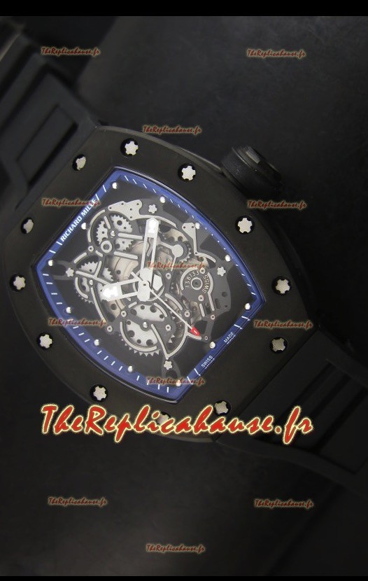Réplique de montre suisse Richard Mille RM055 Bubba Watson avec index bleus
