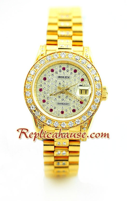 Rolex Replique Datejust Femmes d' or - Diamonds Dial Montre