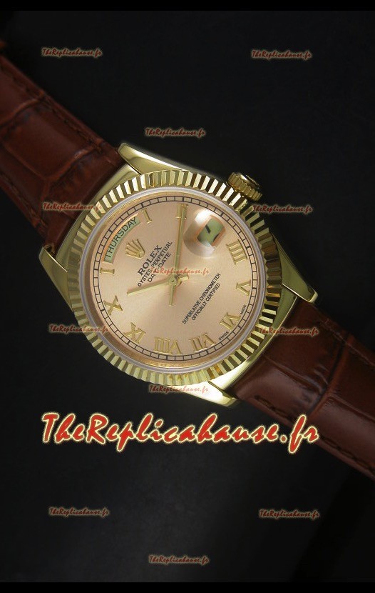 Réplique de montre suisse en or jaune Rolex Day Date 36MM - Cadran champagne