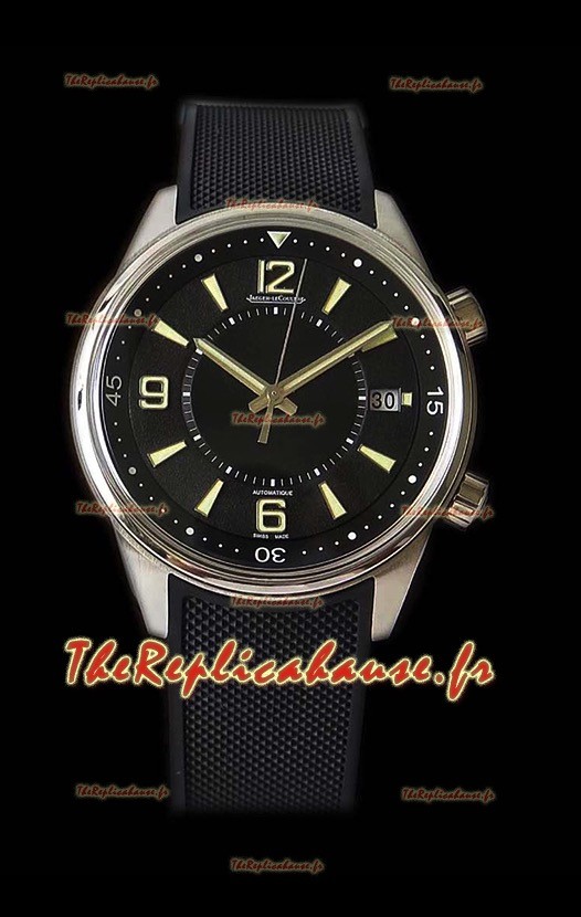 Jaeger-LeCoultre Polaris montre réplique à miroir 1:1 en cadran noir et bracelet en nylon 