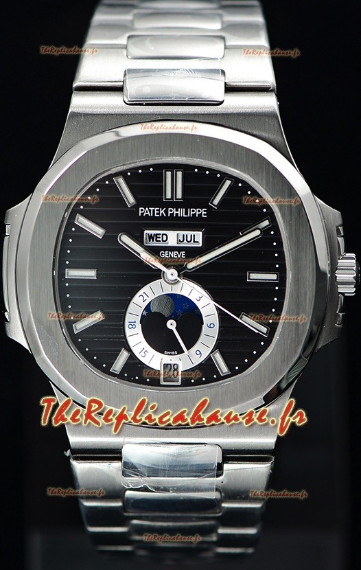 Patek Philippe Nautilus 5726A montre suisse à miroir 1:1 en cadran noir 