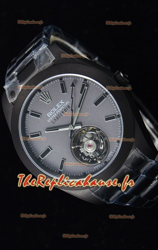 Rolex Milgauss LABELNOIR Tourbillon montre réplique suisse avec boîtier plaqué de PVD 