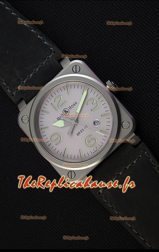 Montre Bell & Ross BR03-92 Suisse Cadran gris Bracelet en cuir Réplique à l’identique 1:1