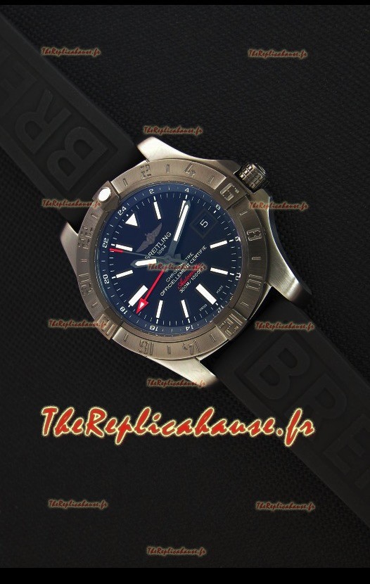 Montre Breitling Avenger II BlackSteel GMT Suisse bracelet en caoutchouc Réplique à l’identique 1:1