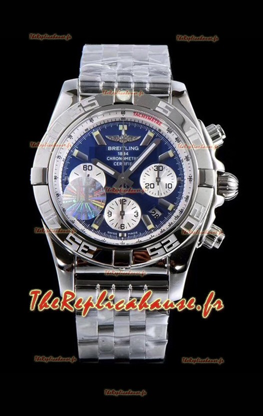 Chronomètre Breitling B01 Cadran bleu 904L Acier Réplique de montre suisse à miroir 1:1