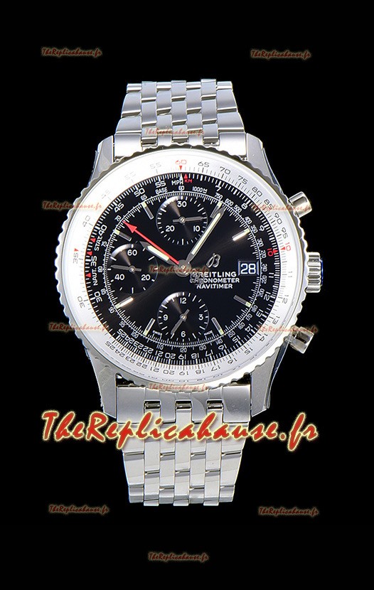 Montre Breitling Navitimer 1 Chronograph 41MM montre suisse Cadran noir en acier 904L - Bracelet acier