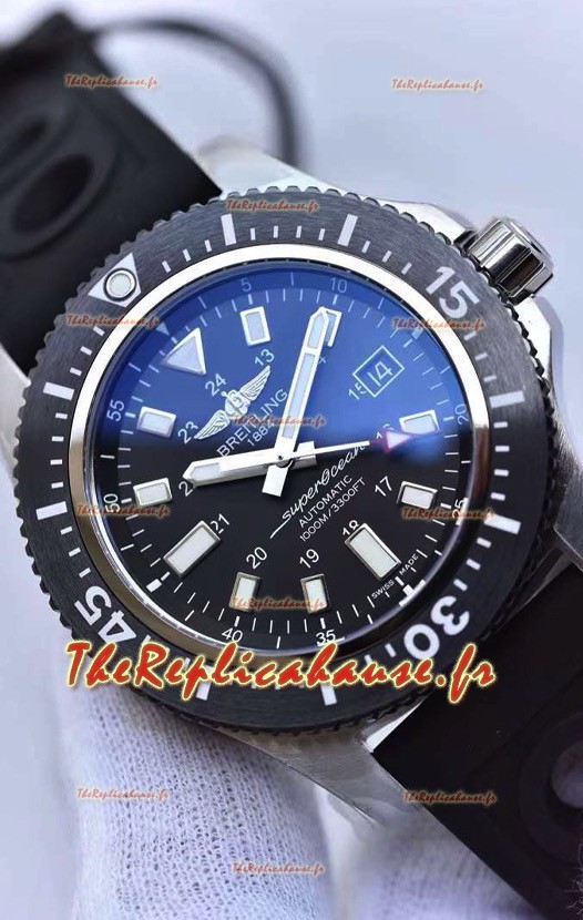 Montre Breitling SuperOcean 44 Special Steel - Bleu Marine Réplique Suisse avec bracelet en caoutchouc