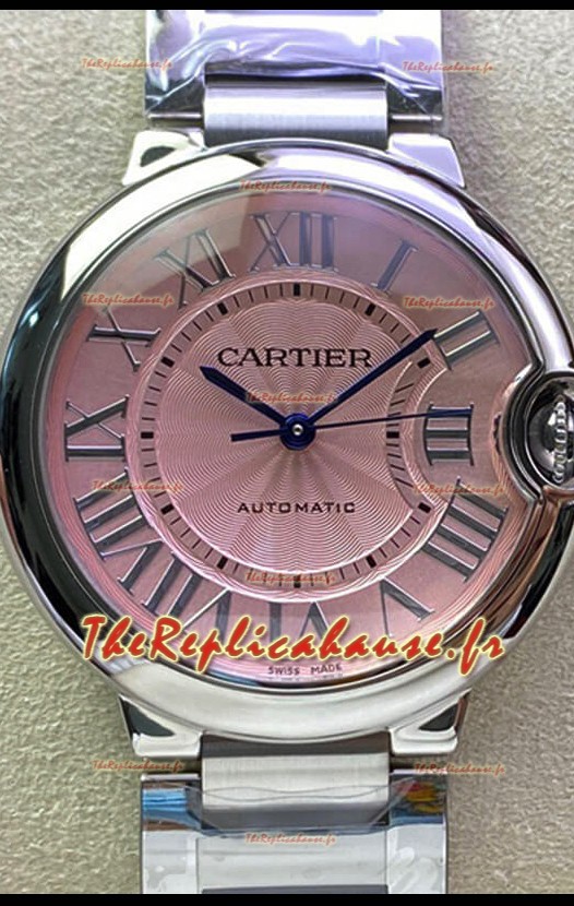 Ballon De Cartier Suisse Automatique 1:1 Miroir Qualité 36MM en Acier Inoxydable Cadran Rose