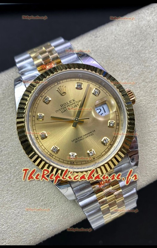 Réplique de montre Rolex Datejust 126333 41MM ETA 3235 Suisse Miroir 1:1 en or jaune 904L acier - Miroir 1:1