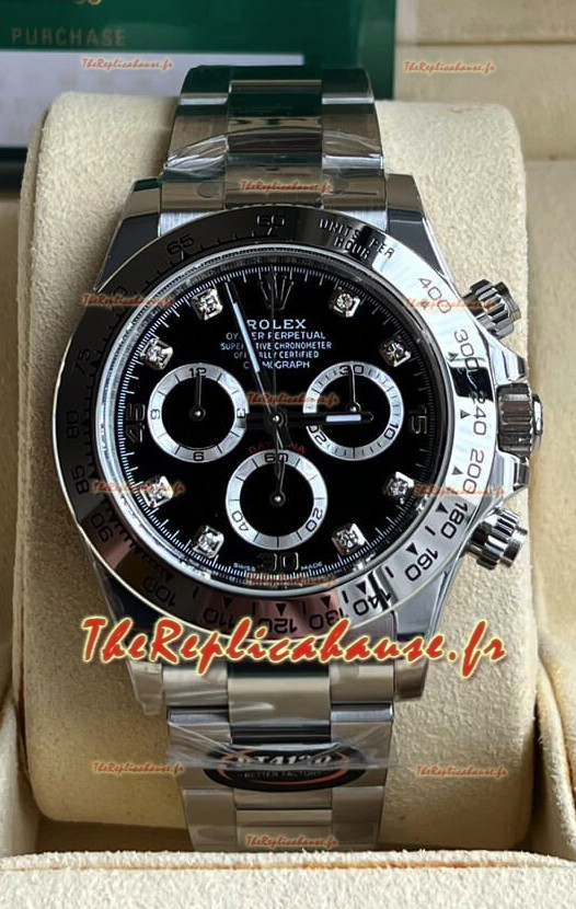 Cosmographe Rolex Daytona 116509 Mouvement Cal.4130 à cadran noir - Montre en acier 904L