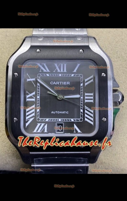 Cartier "Santos De Cartier" Acier 904L Cadran Gris Réplique 1:1 - Montre 40MM Acier inoxydable