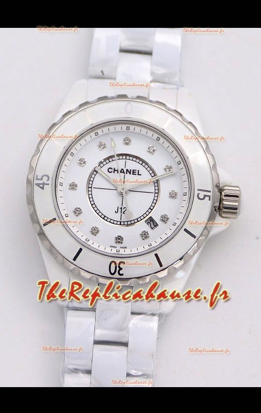 Chanel J12 Ladies Montre à boîtier en céramique blanche Réplique de montre Miroir 1:1 