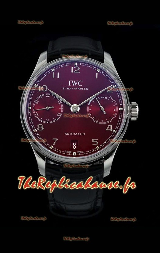 IWC Portugieser Swiss IW500714 1:1 Mirror 904L Montre en acier Montre à cadran bordeaux 