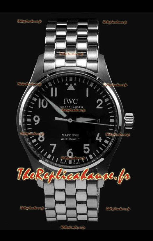 IWC MARK XVIII Montre suisse réplique en acier 904L cadran noir 40MM - Réplique miroir 1:1