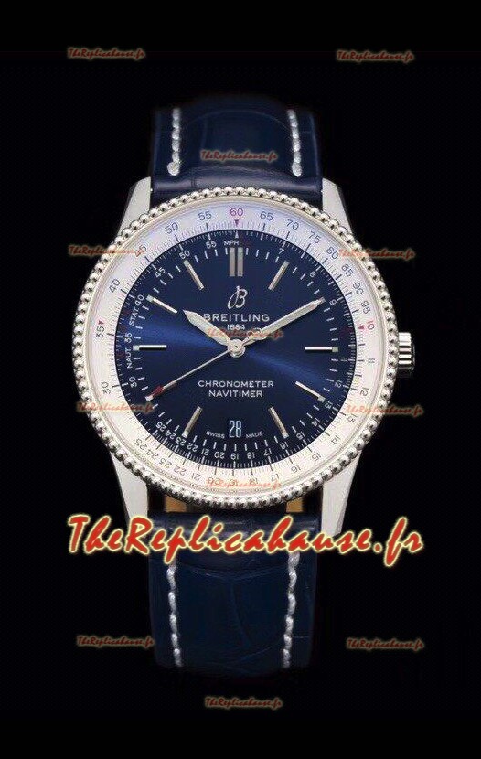 Breitling Navitimer 1 Automatique Réplique Suisse Cadran Bleu -bracelet cuir