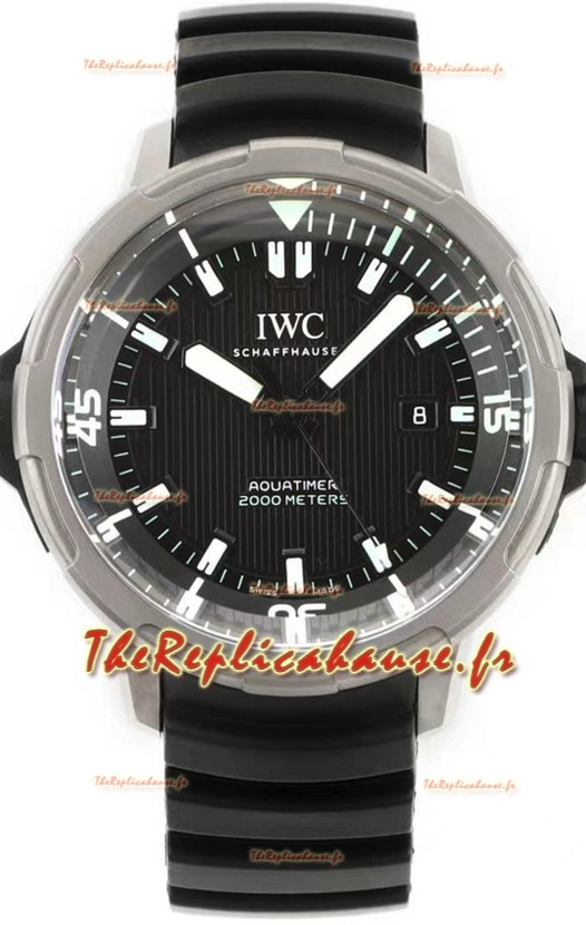 IWC Aquatimer IW358002 1:1 Titanium Miroir Réplique Suisse avec cadran noir et bracelet caoutchouc