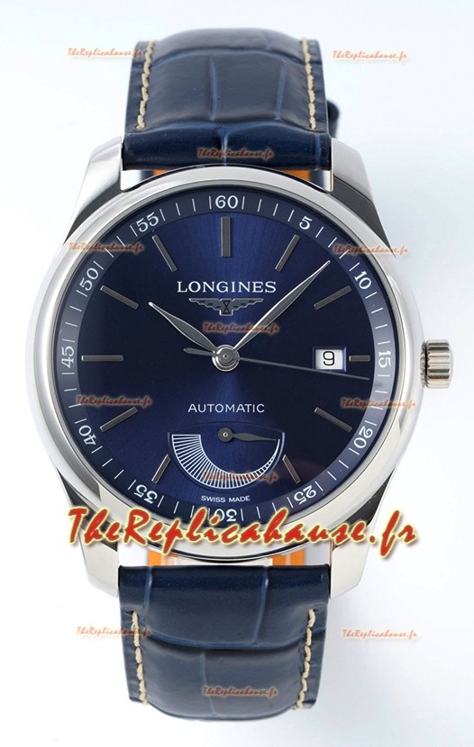 Longines Master Collection Automatique Réserve de Marche Cadran Bleu Réplique Suisse -bracelet cuir