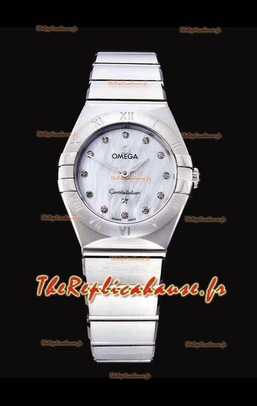 Omega Constellation Ladies Suisse Quartz Réplique 1:1 Miroir - Boîtier acier et cadran nacré 