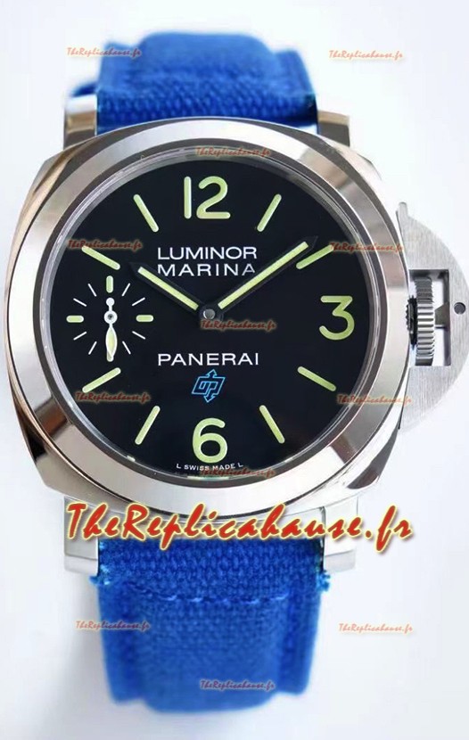 Panerai Marina PAM00777 Logo Acciaio Cadran noir en qualité miroir 1:1 - Acier 904L avec bracelet en toile 