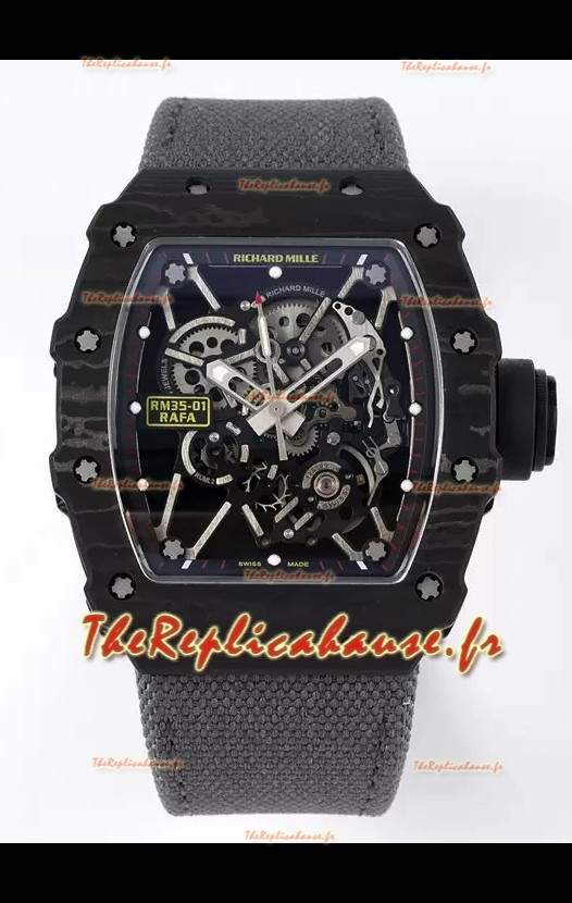 Richard Mille RM35-01 Rafael Nadal - Boîtier en fibre de carbone avec montre Super Clone Tourbillon Authentique 