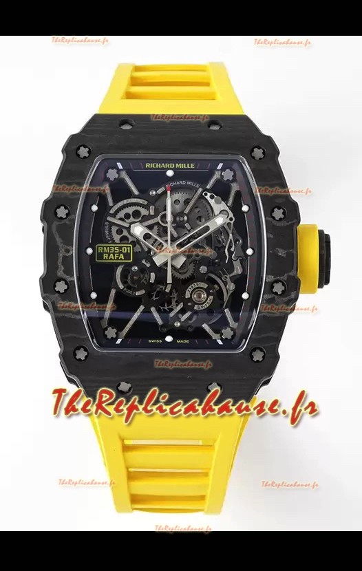 Richard Mille RM35-01 Rafael Nadal - Boîtier en fibre de carbone avec montre Super Clone Tourbillon Authentique 