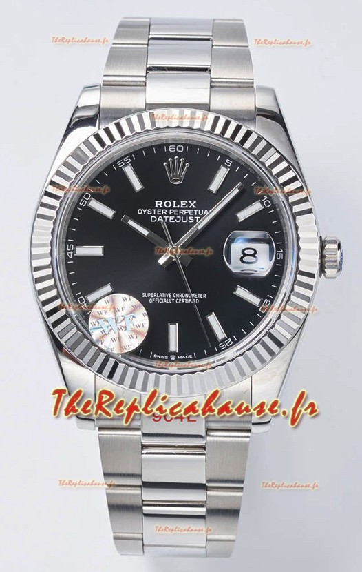 Rolex Datejust Cal.3235 Mouvement Montre Suisse Réplique 1:1 Miroir 904L Acier 41MM - Cadran noir 