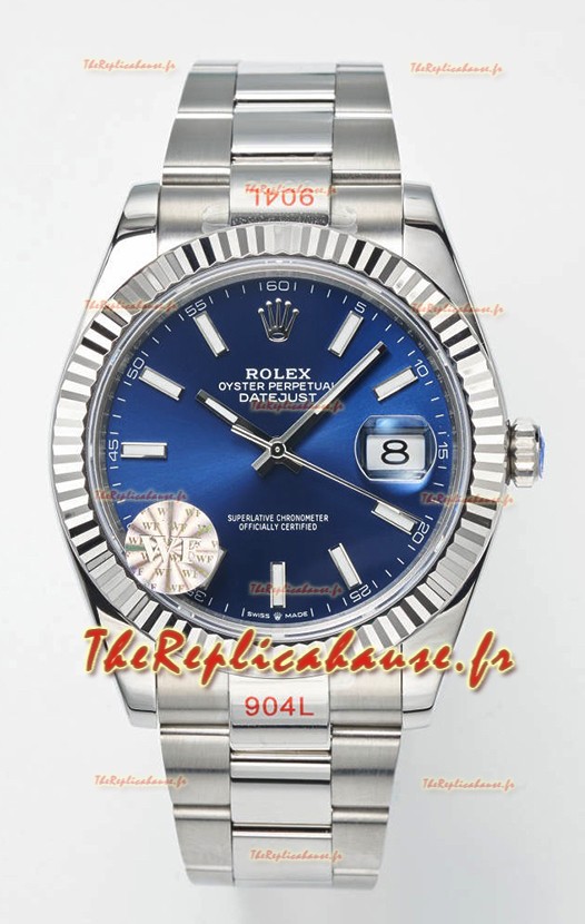 Mouvement Cal.3235 Montre Suisse Rolex Datejust Réplique Miroir 1:1 904L Acier 41MM - Cadran bleu