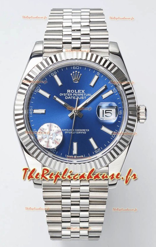 Rolex Datejust Cal.3235 Mouvement Montre Suisse Réplique 1:1 Miroir 904L Acier 41MM - Cadran Bleu 