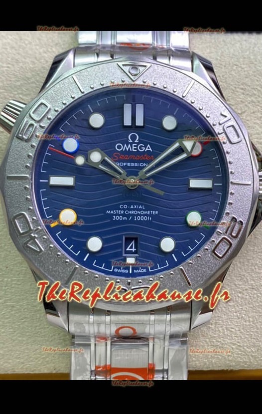 Omega Seamaster 300M Co-Axial Master Chronometer Blue Dial Titanium Bezel - Réplique 1:1 Miroir
