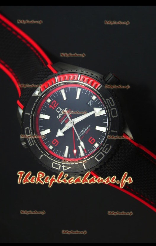 Omega Seamaster Planet Ocean Deep Black Red GMT - Edition 1:1 Montre Réplique Suisse