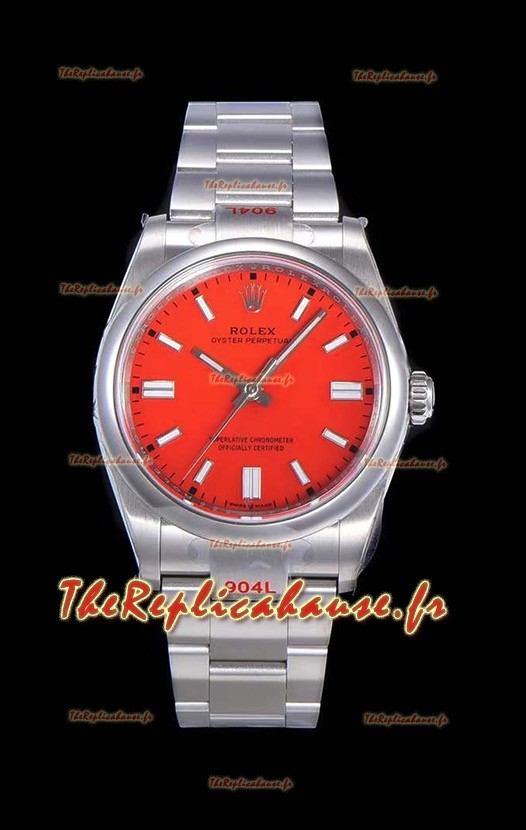 Montre Rolex Oyster Perpetual REF#124300 41MM mouvement Cal.3230 Cadran Rouge Acier 904L Réplique Miroir 1:1