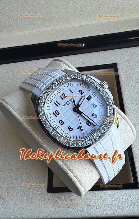 Patek Philippe Aquanaut Réplique Suisse 5267 Cadran blanc en acier inoxydable Lunette diamants 38.5MM