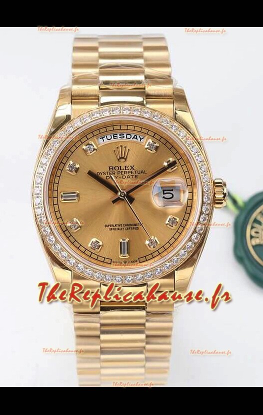 Rolex Day Date Presidential Montre en or jaune 18K 36MM - Cadran doré Qualité miroir 1:1