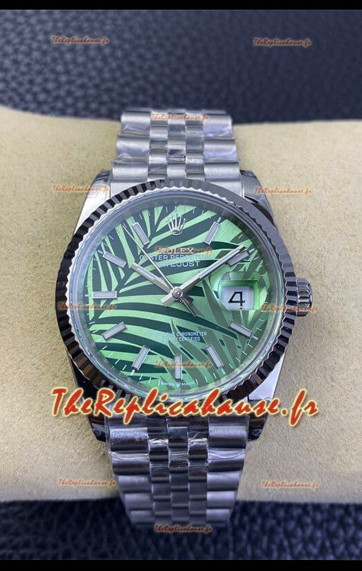 Rolex Datejust Mouvement Cal.3235 Réplique Miroir 1:1 Acier 904L 36MM - Cadran motif palmier vert