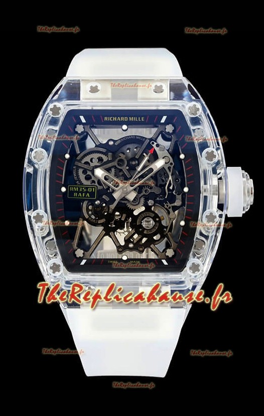 Richard Mille RM35-01 Boîtier saphir transparent avec montre Tourbillon Super Clone Véritable 