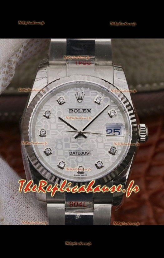 Montre Rolex Datejust 36MM Mouvement Cal.3135 Réplique Suisse avec boîtier en acier 904L et cadran blanc