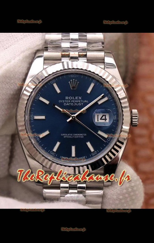 Montre Rolex Datejust 41MM Mouvement Cal.3135 Réplique Suisse en acier 904L Cadran Bleu