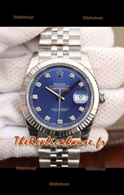 Montre Rolex Datejust 41MM Mouvement Cal.3135 Réplique Suisse en acier 904L cadran bleu