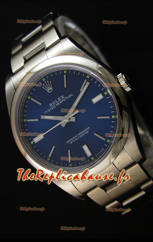 Montre Rolex Oyster Perpetual Mouvement Suisse Cal.3132 à Cadran Bleu et Bracelet Oyster — Montre en acier Ultime 904L 