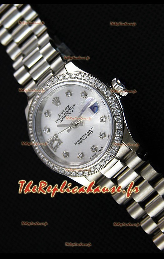 Montre Rolex Datejust Ladies Star Marqueurs d’Heure en Strass Suisse Mouvement CAL.2236 Répliquée à l’identique 1:1