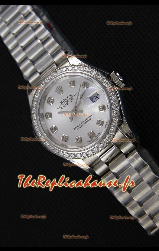 Montre Rolex Datejust Ladies Marqueurs d’Heure en Strass Suisse Mouvement CAL.2236 Répliquée à l’identique 1:1