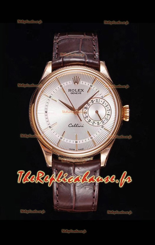 Rolex Cellini Date Ref#50515 Réplique 1:1 Miroir Montre en or rose 904L cadran blanc