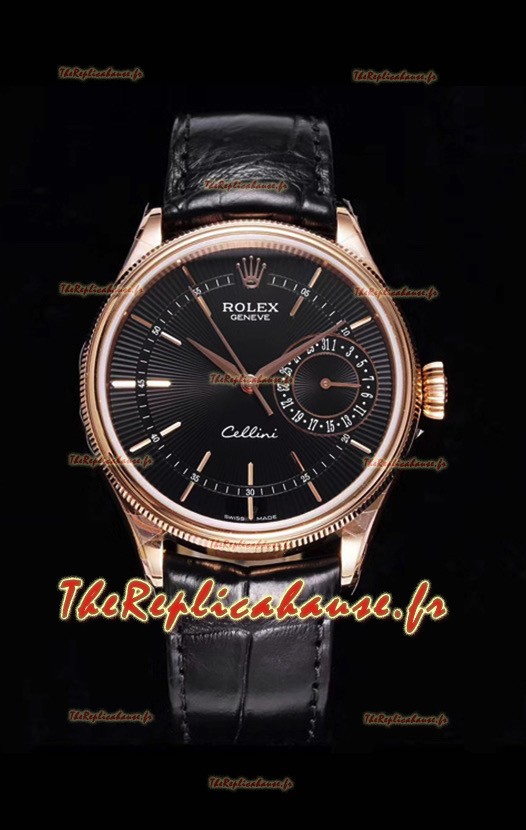 Rolex Cellini Date Ref#50515 Réplique 1:1 Miroir Or Rose 904L Montre en acier cadran marron