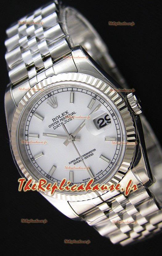 Réplique de montre Rolex Datejust Japanese - Cadran blanc en 36MM avec bracelet jubilé